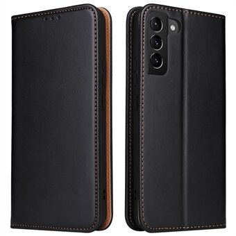 FIERRE SHANN For Samsung Galaxy S22 5G PU Leather + TPU Phone Case Folio Flip Stand Wallet Cellphone Cover
