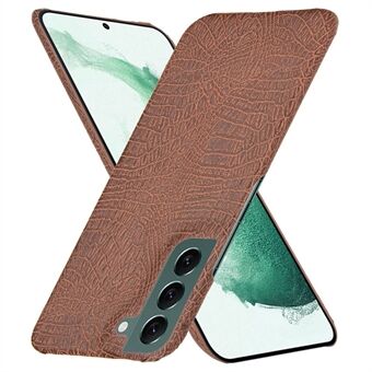 For Samsung Galaxy S22 5G Crocodile Texture PU Leather Coated PC Case Anti-scratch Protective Cover