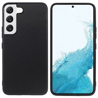 For Samsung Galaxy S22 5G Carbon Fiber Texture Ultra-slim Anti-scratch Leather Coated Hard PC Phone Case