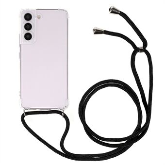 Crystal Clear TPU Cover for Samsung Galaxy S22 5G, Reinforced Four Corner Shockproof Phone Case with Lanyard
