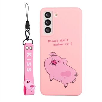 For Samsung Galaxy S22 5G Cartoon Pattern Phone Protective Cover Soft TPU Case with Silicone Short Lanyard