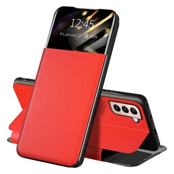 For Samsung Galaxy S22 5G Shockproof Leather Cover Stand Card Slot View Window Phone Case Protector