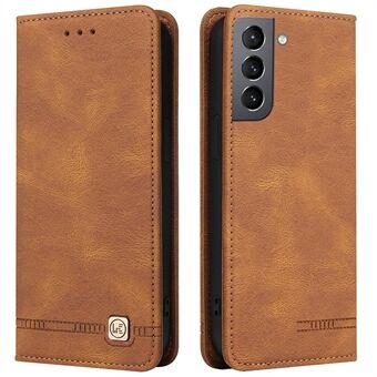For Samsung Galaxy S22 5G Anti-scratch Phone Case Hardware Decor Magnetic Business Style PU Leather Wallet