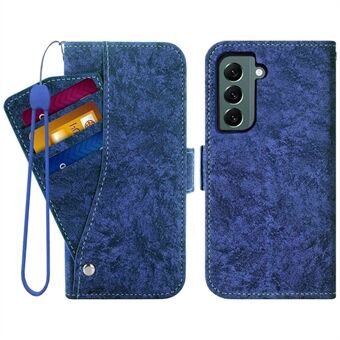 For Samsung Galaxy S22 5G Water-ink Painting Texture PU Leather Case Stand Magnetic Shockproof Protective Wallet Cover with Rotating Card Slots