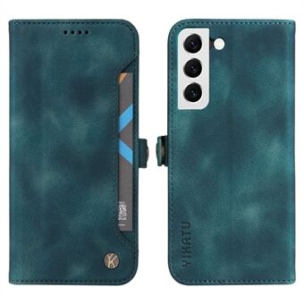 YIKATU YK-002 For Samsung Galaxy S22 5G Skin-touch Feeling Phone Case, Outer Card Slot Design PU Leather Wallet Adjustable Stand Shell