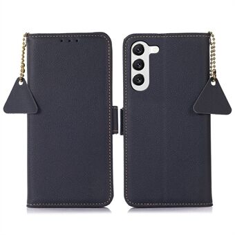 TJ Series for Samsung Galaxy S22 5G RFID Blocking Drop-proof Flip Phone Case Wallet Magnetic Closure Genuine Cowhide Leather Stand Cover