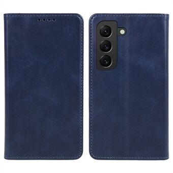 For Samsung Galaxy S22 5G Magnetic Closing Wallet Phone Cover Calf Texture PU Leather Shell