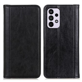 Litchi Texture Split Leather Flip Folio Wallet Phone Case Stand Magnetic Auto Closure Protective Cover for Samsung Galaxy A33 5G