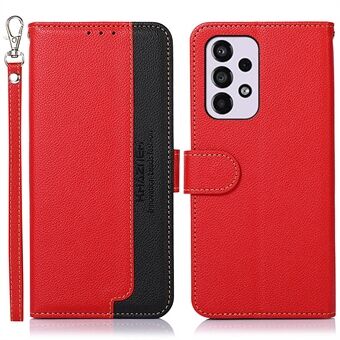 KHAZNEH RFID Blocking Litchi Texture PU Leather Cover with Strap Stand Wallet Drop-proof Cover for Samsung Galaxy A33 5G