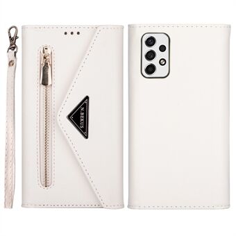For Samsung Galaxy A33 5G Zipper Wallet Stand PU Leather + TPU Phone Case with Short + Long Strap