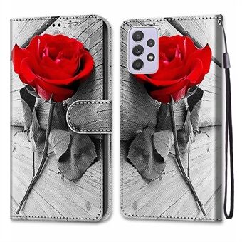 PU Leather Case Pattern Printing Stand Wallet Folio Flip Phone Cover with Wrist Strap for Samsung Galaxy A33 5G