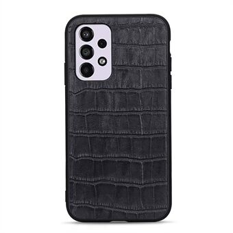 Crocodile Texture Phone Case Scratch-resistant Genuine Leather Coated PC + TPU Cover for Samsung Galaxy A33 5G