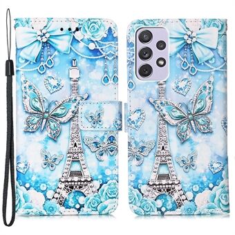 Full Body Protection Pattern Printing PU Leather Foldable Stand Phone Case Wallet Cover with Hand Strap for Samsung Galaxy A33 5G