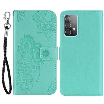 For Samsung Galaxy A33 5G Anti-fingerprint PU Leather+TPU Mobile Phone Case Flip Phone Shell Stylish Imprinted Owl Flower Pattern Wallet Phone Cover