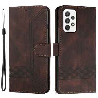 YX0010 Series For Samsung Galaxy A33 5G Smartphone case Stand Wallet Feature Anti-scratch Rhombus and Lines Imprinting Leather Phone Shell