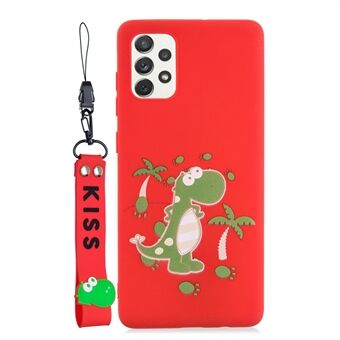 For Samsung Galaxy A33 5G Cute Pattern Flexible TPU Phone Cover Protective Case with Silicone Short Lanyard