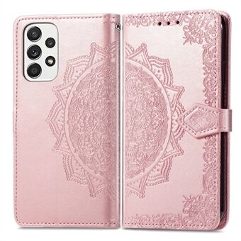 Embossed Mandala Pattern Leather Cover for Samsung Galaxy A33 5G, Wallet Foldable Stand Inner TPU Phone Case