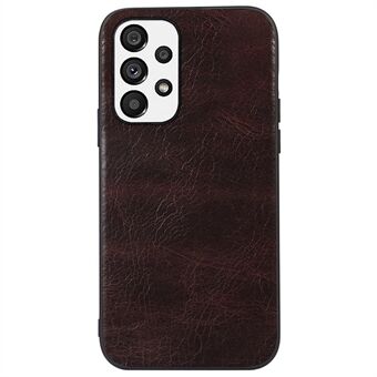 For Samsung Galaxy A33 5G Crazy Horse Texture Phone Case Genuine Cowhide Leather Coating Inner PC + TPU Hybrid Cover
