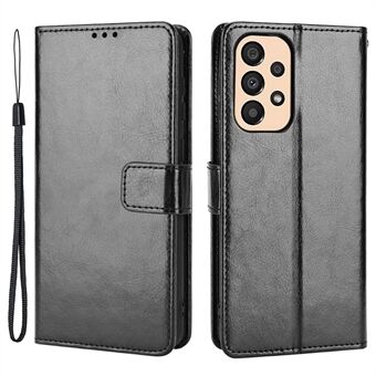 For Samsung Galaxy A33 5G PU Leather Wallet Case Crazy Horse Texture Viewing Stand Flip Protective Cover