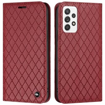 Wallet Phone Case for Samsung Galaxy A33 5G Rhombus Pattern Embossed Folio Flip Cover Litchi Texture PU Leather Stand Case with RFID Blocking Function