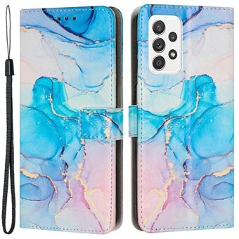 For Samsung Galaxy A33 5G PU Leather Marble Pattern Printing Phone Case Anti-drop Flip Stand Wallet Cover