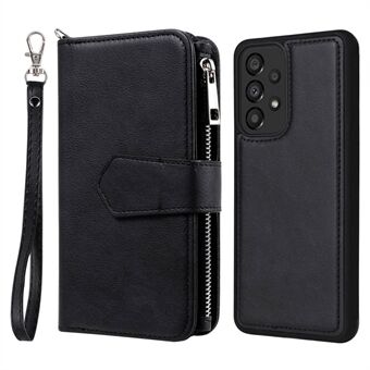 KT Multi-functional Series-4 for Samsung Galaxy A33 5G Detachable PU Leather Zipper Pocket Phone Case Wallet Stand Shell
