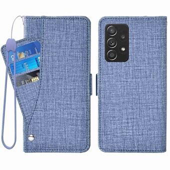 For Samsung Galaxy A33 5G Jean Cloth Texture PU Leather Wallet Case Stand Magnetic Clasp Phone Cover with Rotating Card Slot