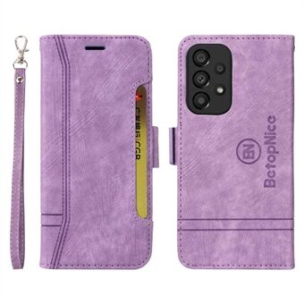 BETOPNICE 001 For Samsung Galaxy A33 5G PU Leather+TPU Phone Case Imprinted Stitching Line Decor Phone Cover Stand Wallet