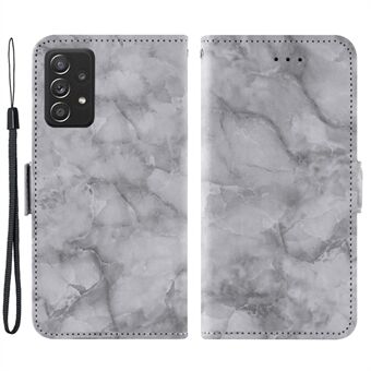 For Samsung Galaxy A33 5G Hands-free Stand Shell, Marble Pattern Dual Magnetic Clasp PU Leather Flip Wallet Cover