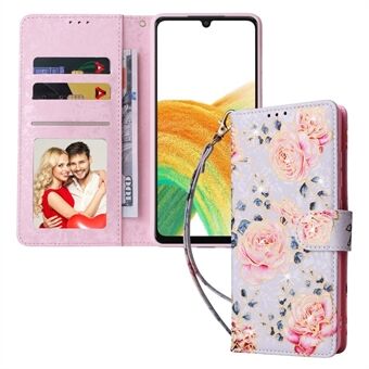 For Samsung Galaxy A33 5G RFID Blocking Phone Drop-proof Wallet Case Stylish Lacquered PU Leather Protective Cover with Stand