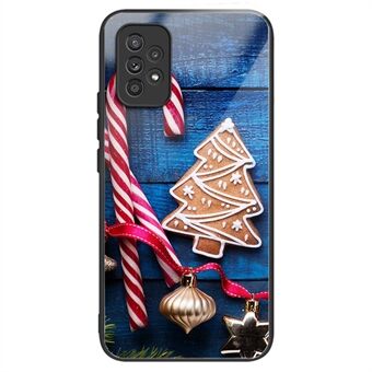 For Samsung Galaxy A33 5G Christmas Pattern Printing Phone Back Case TPU + Tempered Glass Drop-proof Protective Cover