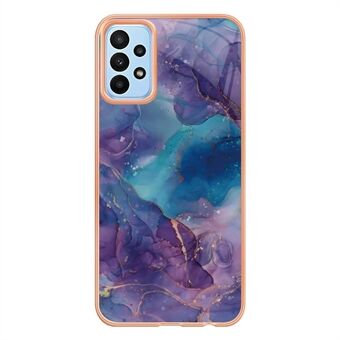 YB IMD Series-16 Style E for Samsung Galaxy A33 5G IMD Marble Pattern Shockproof Phone Case Electroplating Frame 2.0mm Soft TPU Cover