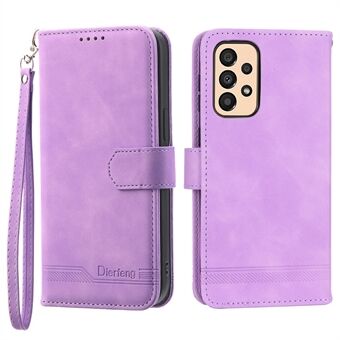 DIERFENG DF-03 Protective Phone Case for Samsung Galaxy A33 5G, Wallet Stand PU Leather Lines Imprinted Phone Cover