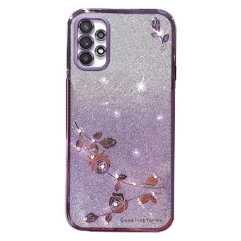 Slim-Fit Phone Case with Rhinestone Decor for Samsung Galaxy A33 5G , Gradient Glitter Powder Flower TPU Cover