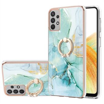 YB IMD Series-10 For Samsung Galaxy A33 5G Marble Pattern TPU Phone Case IMD Electroplating Kickstand Cover