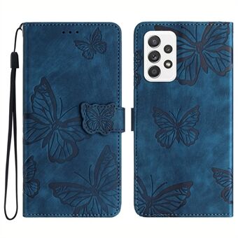 For Samsung Galaxy A33 5G Skin-Touch Phone Case Butterfly Imprinted Protective Leather Wallet Phone Cover