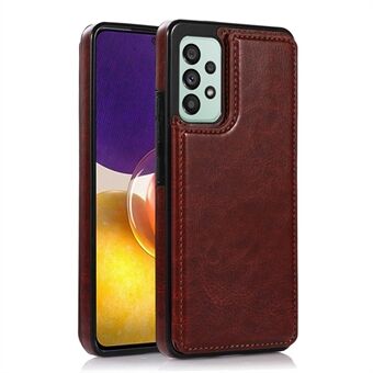 For Samsung Galaxy A33 5G Dual Buttons Kickstand Card Holder Cover PU Leather Coated TPU Phone Case
