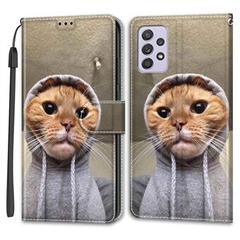 Pattern Printed Leather Cover for Samsung Galaxy A33 5G Anti-Drop Card Slots Phone Case with Stand, Strap