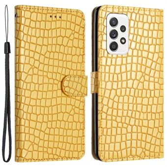 For Samsung Galaxy A33 5G Leather Cover Crocodile Texture Horizontal Stand Wallet Phone Case with Hand Strap