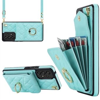 Multiple Card Slots Shell for Samsung Galaxy A33 5G , RFID Blocking PU Leather+TPU Phone Case Ring Kickstand Cover
