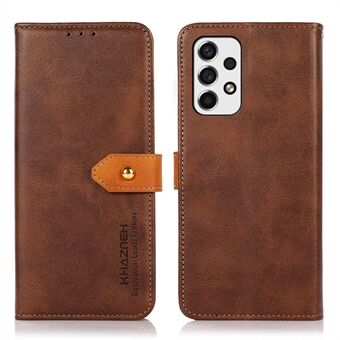 KHAZNEH PU Leather Adjustable Stand Cover Scratch-resistant Magnetic Golden Clasp Flip Case with Wallet for Samsung Galaxy A53 5G