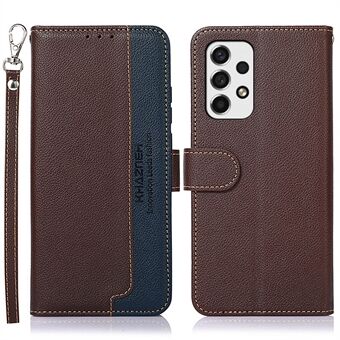 KHAZNEH RFID Blocking Litchi Texture PU Leather Cover Stand Wallet Magnetic Closure Cover for Samsung Galaxy A53 5G