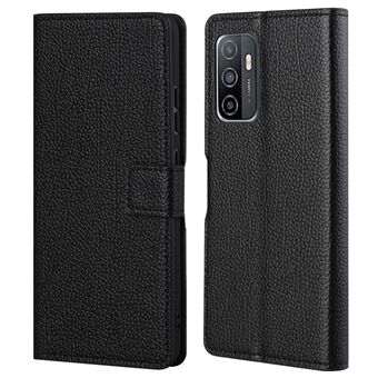Litchi Texture Leather Wallet Stand Case Magnetic Clasp Cell Phone Protector Shell for Samsung Galaxy A53 5G - Black