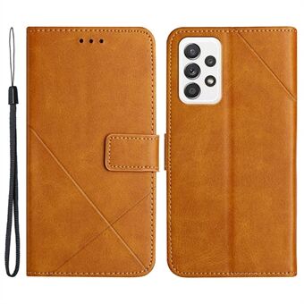 For Samsung Galaxy A53 5G Solid Color Imprinting Lines Stand Wallet PU Leather Cover Folio Flip Phone Case
