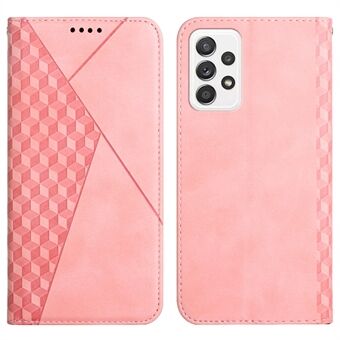 Rhombus Imprinting Magnetic Auto-absorbed Leather Case Wallet Stand Phone Cover for Samsung Galaxy A53 5G
