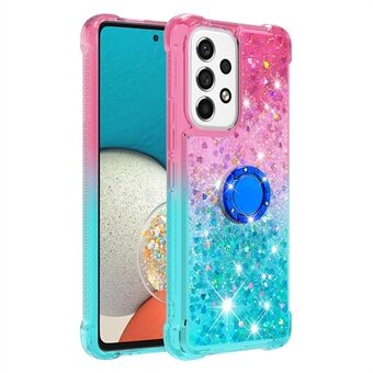 LE3-2 Series Dynamic Quicksand Kickstand TPU Cover Shell Glittering Sequins Quicksand Anti-Scratch Phone Protective Case for Samsung Galaxy A53 5G