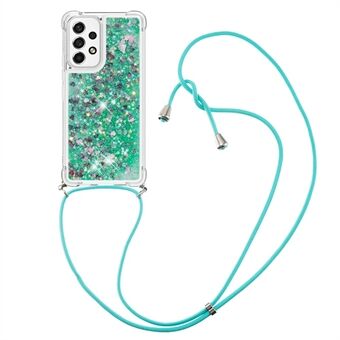 LE1-1 Series Glittering Sequins Quicksand TPU Cover Shell with Long Lanyard for Samsung Galaxy A53 5G