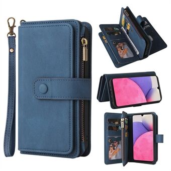 For Samsung Galaxy A53 5G Skin-touch Feeling KT Multi-functional Series-2 Multiple Card Slots PU Leather Zippered Pocket Phone Case Wallet Stand Cover