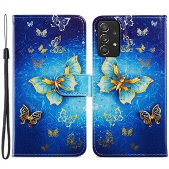 For Samsung Galaxy A53 5G Pattern Printing PU Leather Phone Case Wallet Stand Protective Cover with Strap - Tri