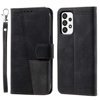 TTUDRCH 004 Wallet Phone Shell Bag for Samsung Galaxy A53 5G, Splicing PU Leather Skin-touch Feeling Smartphone Case with Strap